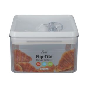 Felli Flip-Tite Square Storage Container Clear and White 3 Liter